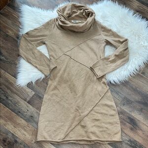 Athleta Camber cowlneck sweater dress in beige/tan size medium
